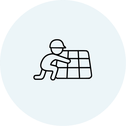 Worker installing tiles icon