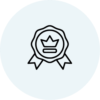 Ribbon badge with crown design