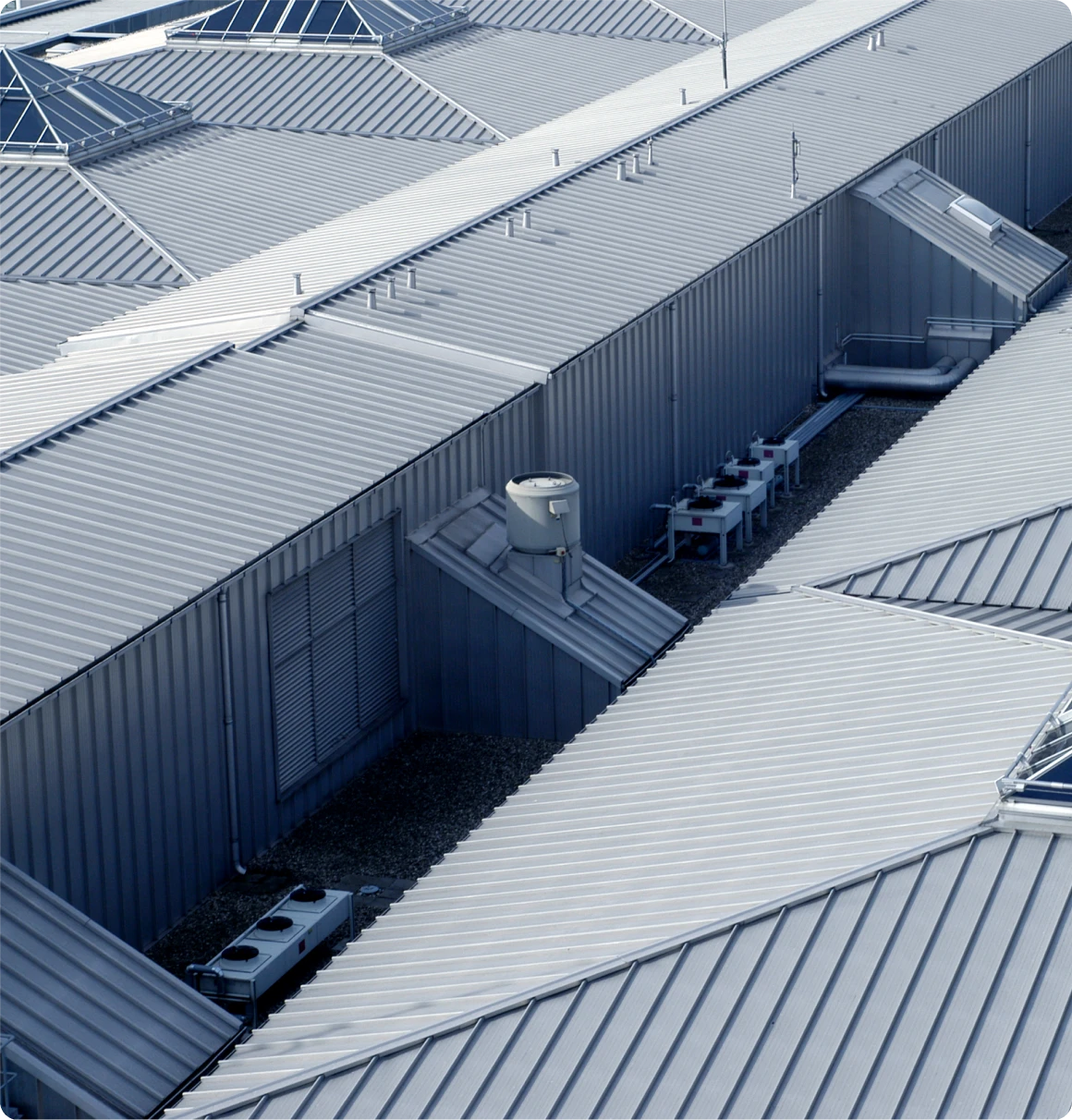 Overhead view of modern industrial roofing